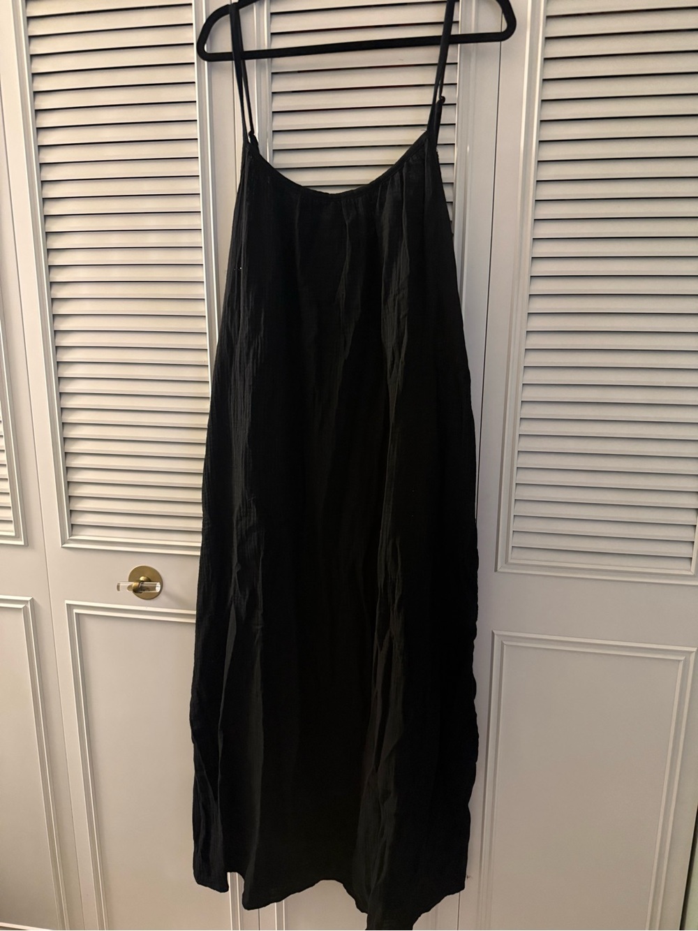 Black Maxi Slip Dress with Thin Straps and Bow Back